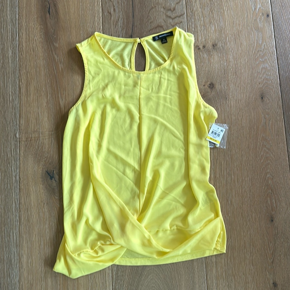 INC-international concepts, medium, polyester & cotton, tank top, sunny yellow